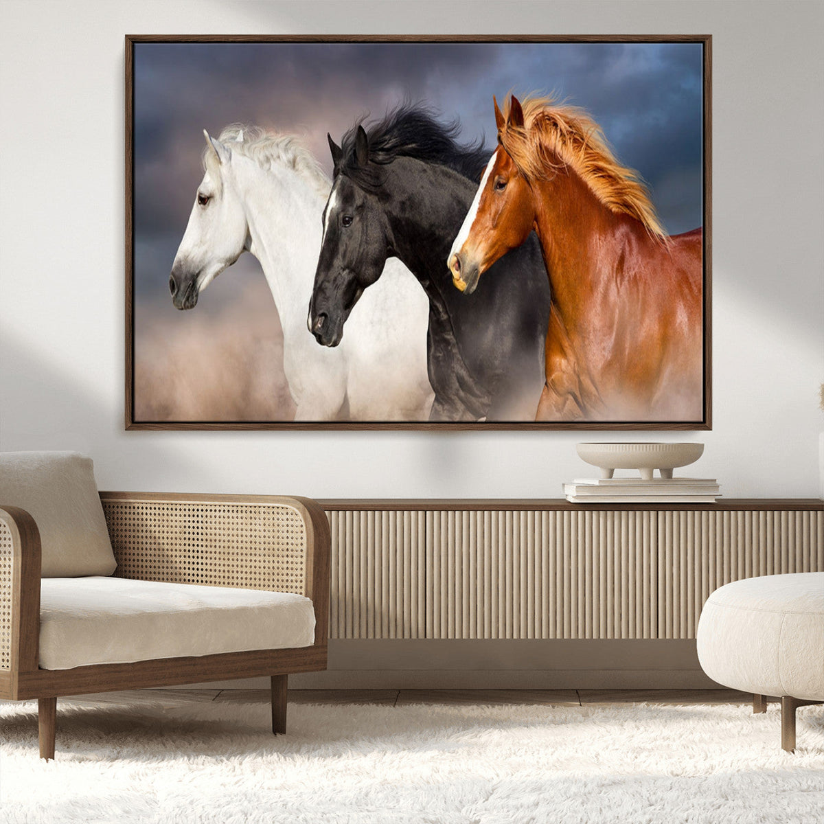 Animal Wall Art Three Horses Farmhouse Art Canvas Print