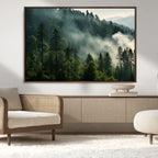 Misty Forest Wall Art Premium Canvas Print, Foggy and Serene Atmosphere