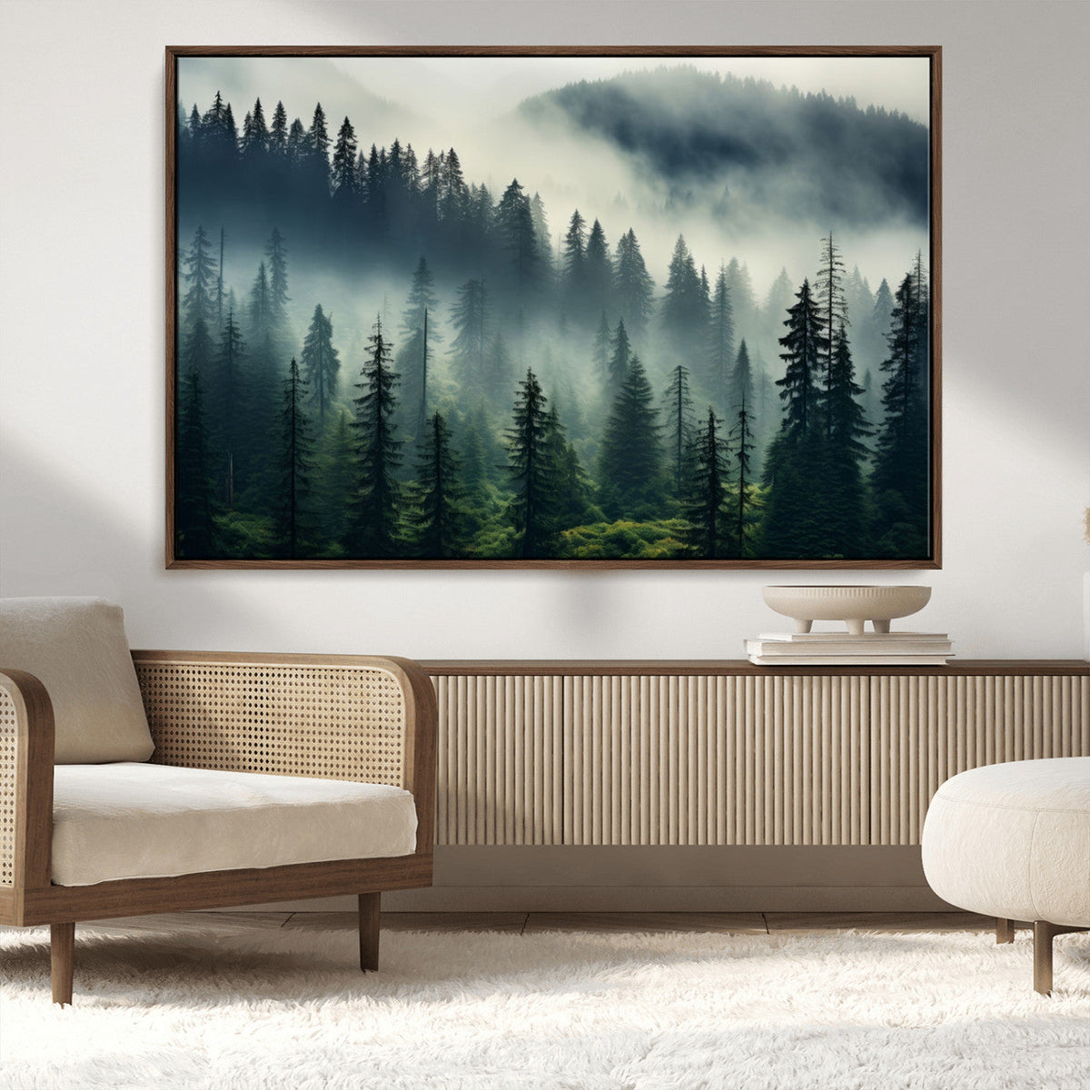 Captivating Misty Forest Wall Art, Foggy and Serene Atmosphere Canvas Print