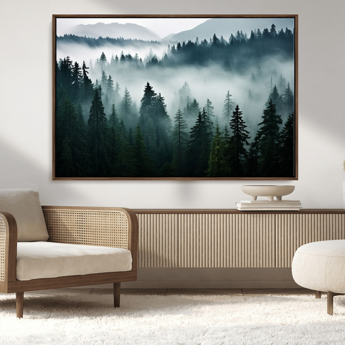 Captivating Misty Forest Wall Art Canvas, Premium Canvas Print of a Foggy and Serene Atmosphere
