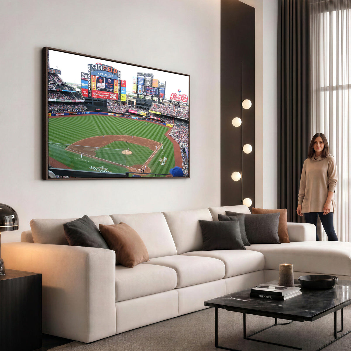 New York Mets Baseball Team Print, Citi Field Baseball Stadium Wall Art