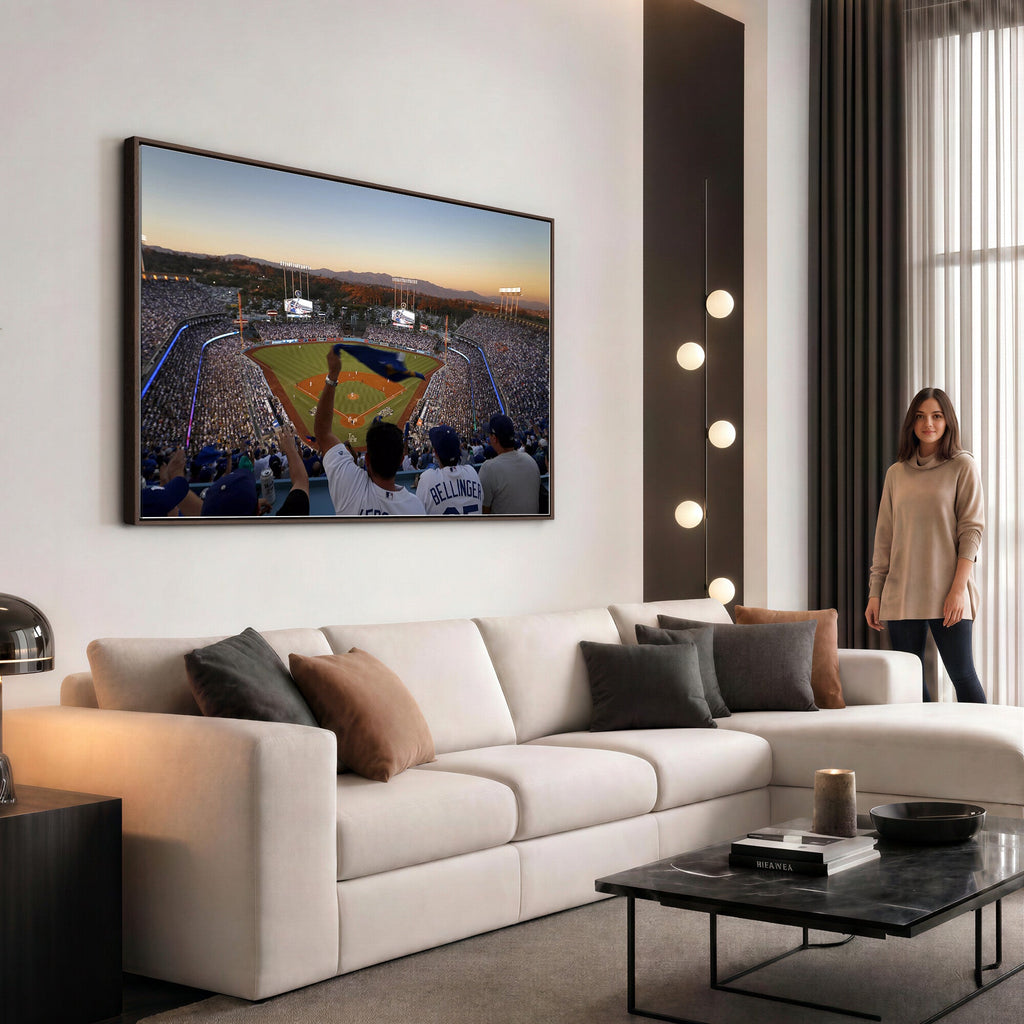 Dodger Stadium Sunset Game Triple Canvas Wall Art, Los Angeles Dodgers MLB Match