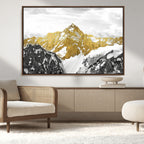 Gold Abstract Mountains Wall Art Print on Canvas, Nature Wall Art Print