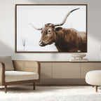 Rustic Bull Wall Art Canvas Print, Modern Longhorn Farmhouse Animal Decor