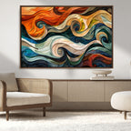 Abstract Wave Wall Art, Ready to Hang Framed Canvas Print | Extra Large 3 Piece Canvas Wall Art