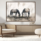 Chinese Ink Style Vintage Horses Wall Art Canvas Print