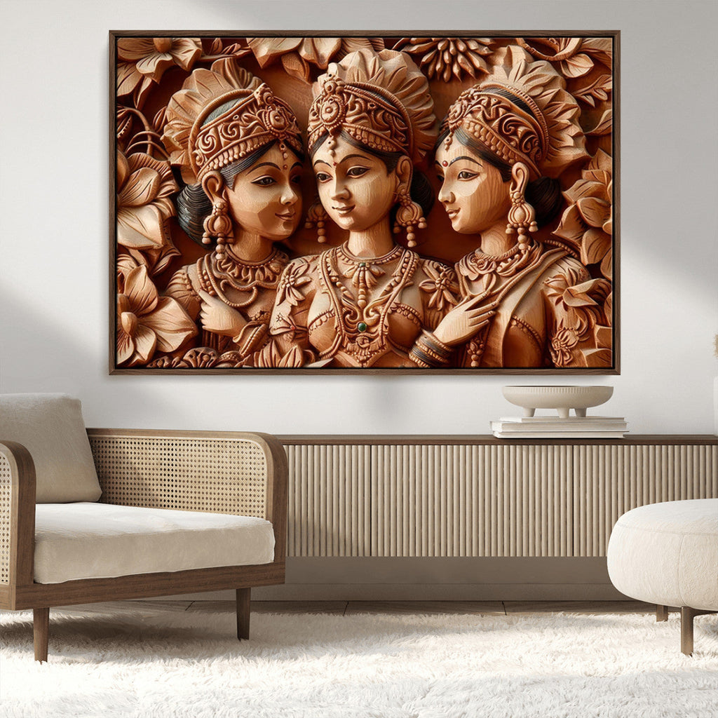 Indian Woman Statue Wall Art Canvas Print