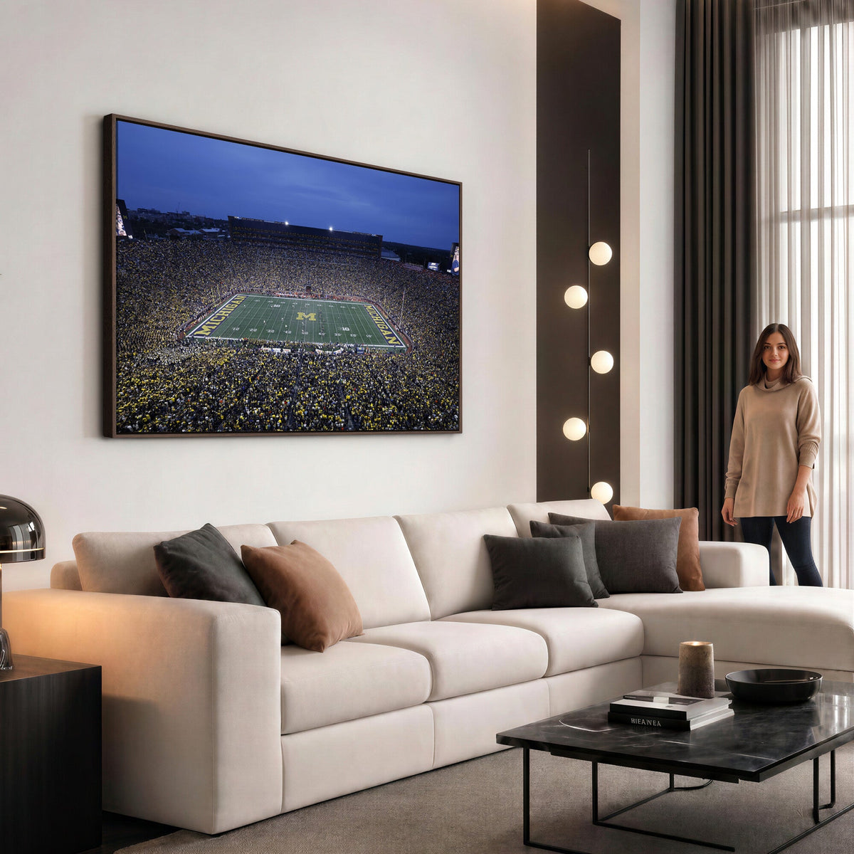 University of Michigan Wolverines Football Team Print, Ann Arbor, Home Bar Wall Decor