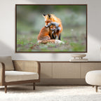Heartwarming Fox and Baby Cub Wall Art | Canvas Print of Foxes in Nature