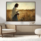 Jesus the Good Shepherd Wall Art Canvas Print, Inspirational Christian Religious Print for Prayer Room