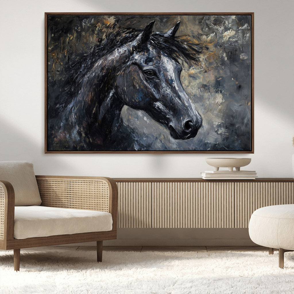 Large Abstract Horse Wall Art Canvas Print, Farmhouse Wall Art