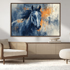 Abstract Blue Horse Wall Art Print Canvas | Western Horse Wall Art for Farmhouse Decor
