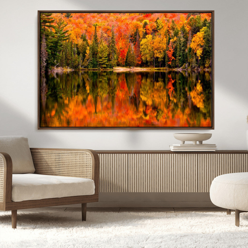 Forest Reflection Art | Autumn Forest Reflection Wall Art | Triptych Canvas Print