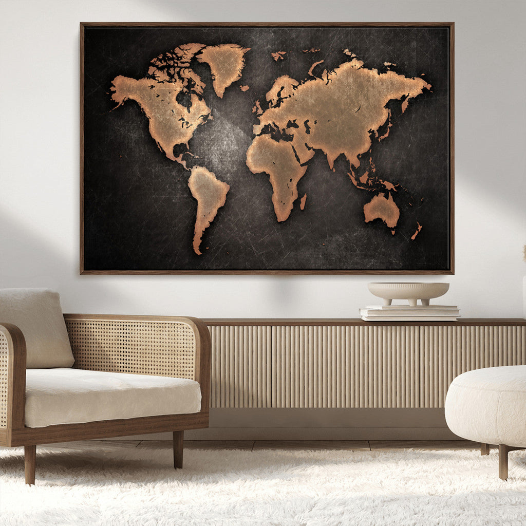 World Map Canvas Print | Framed Travel Map Wall Art for Couples