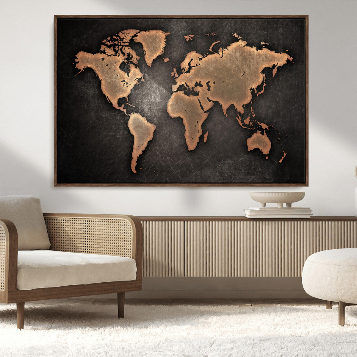 World Map Canvas Print | Framed Travel Map Wall Art for Couples