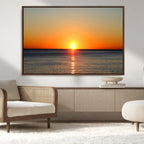 Golden Horizon Sunset Over Ocean Wall Art Canvas Print | Tropical Beach Canvas