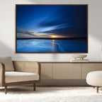 Blue Sunset Ocean Canvas Wall Art Print | Serene Coastal Horizon