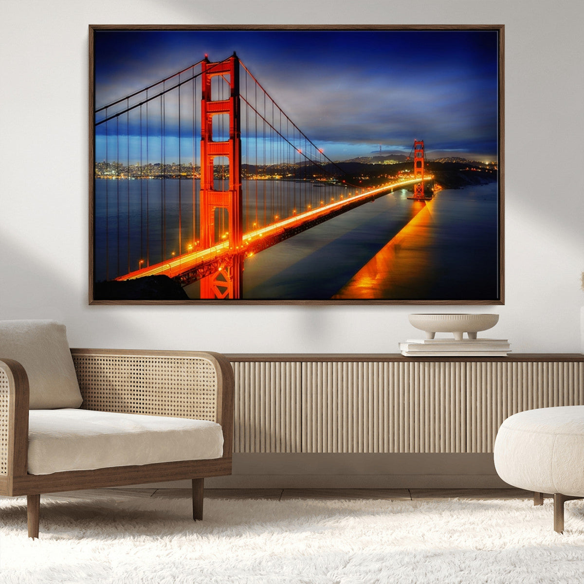 Large Wall Art San Francisco Canvas Print - Wonderful Golden Gate Bridge at Twilight