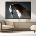 Large Wall Art Cream Colored Horse on Grey Background Canvas
