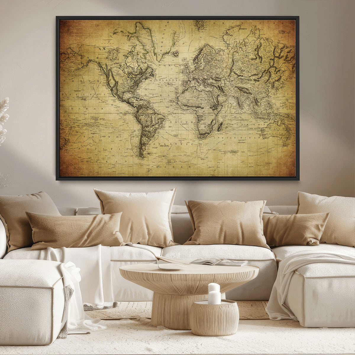 Push Pin World Map Canvas Print | Travel Tracker Wall Art