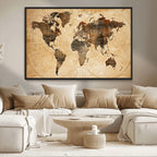 Push Pin World Map Canvas Print | Framed Travel Tracker Wall Art