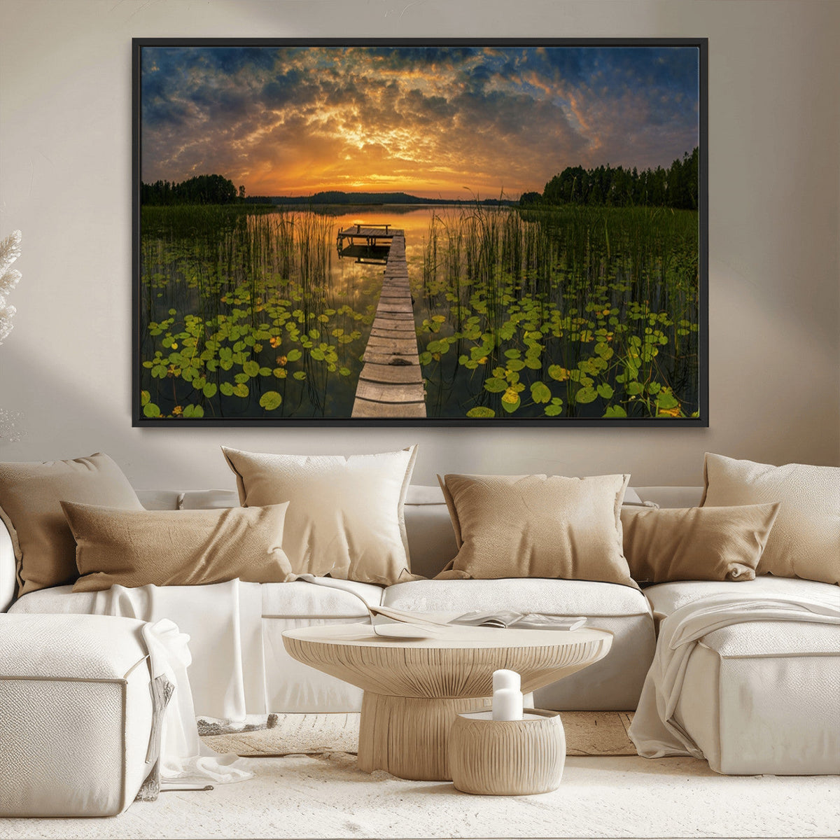 Lake and Flower Wall Art Canvas Print