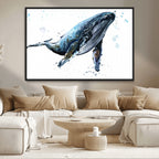 Watercolor Whale Wall Art Canvas Print