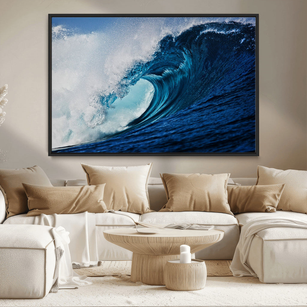 Ocean Wave at Sunset Canvas Art, Large Wall Print of Vibrant Water Waves
