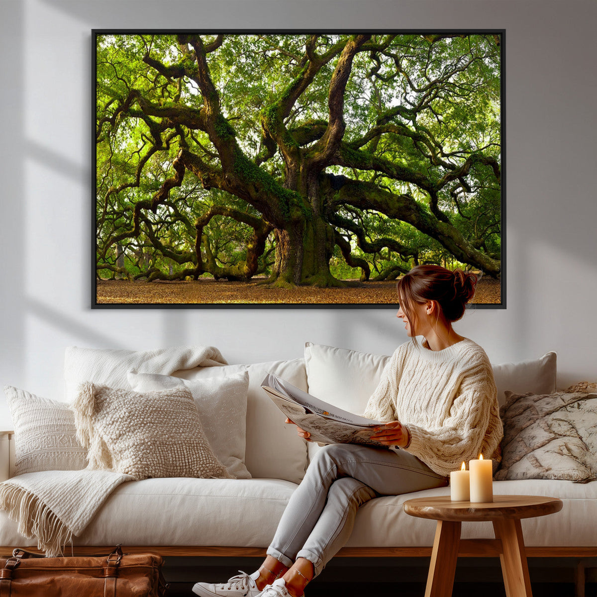 Angel Oak Tree Wall Art Canvas Print | Forest Tree Nature Photography Print