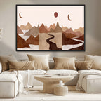 Boho Wall Art Canvas Print Set | Mid-Century Bohemian Wall Artwork, Boho Neutral