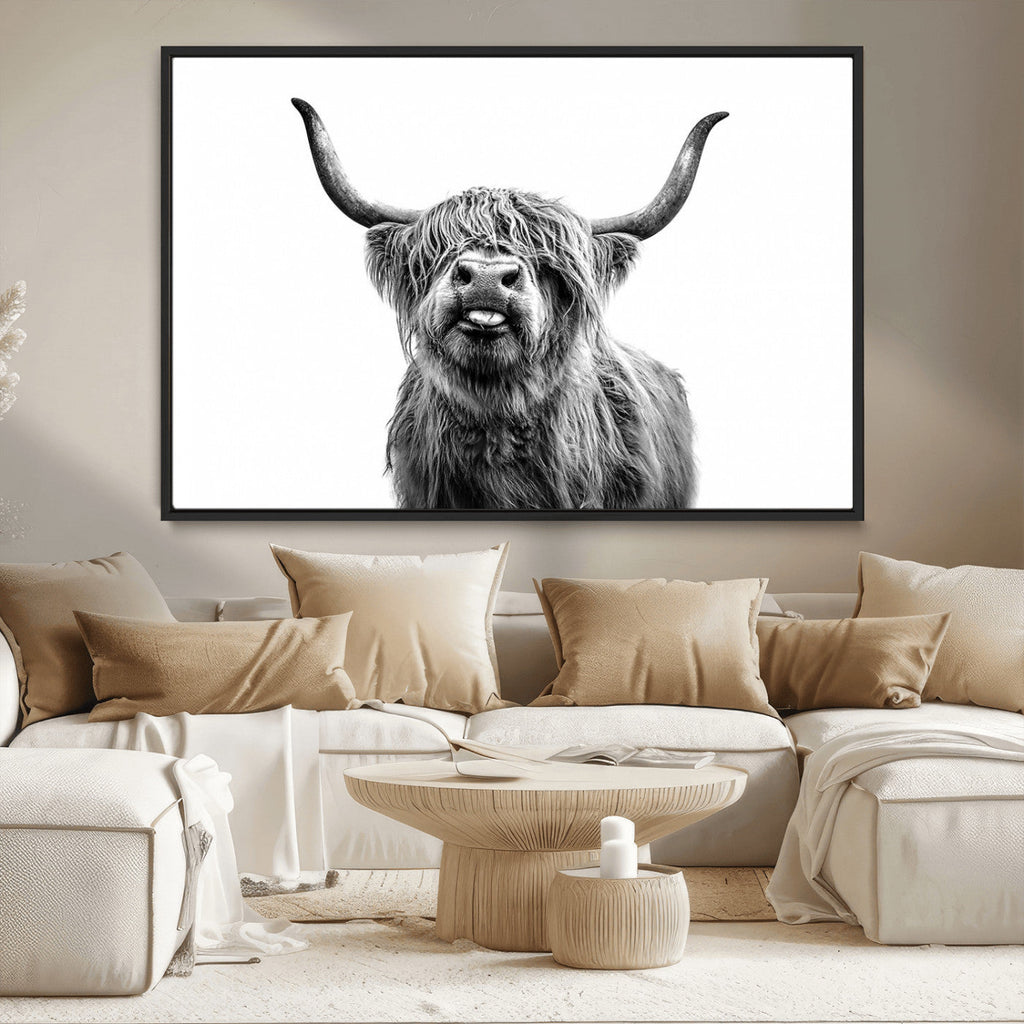 Fanny Scottish Highland Cow Cattle Art Print Farmhouse Wall Art Canvas Print