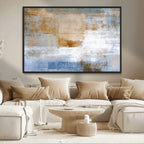 Blue Multi Panel Abstract Wall Art Canvas, Abstract Blue and Gold Canvas Print
