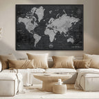 World Map Canvas Print, Detailed Map of the World Wall Art for Home or Office