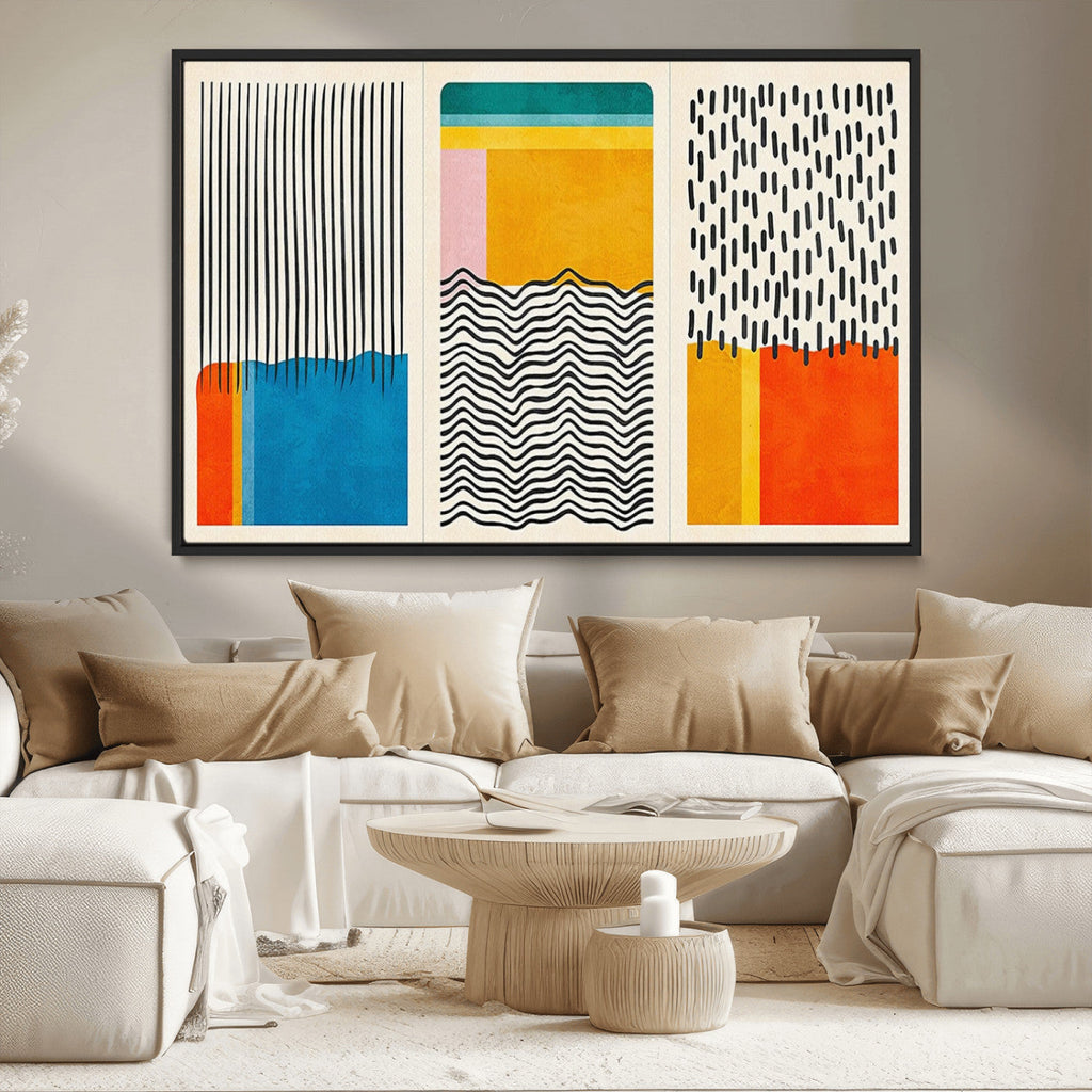 Canvas Print Wall Art Abstract Illustration Art Boho, Framed Abstract Boho Art
