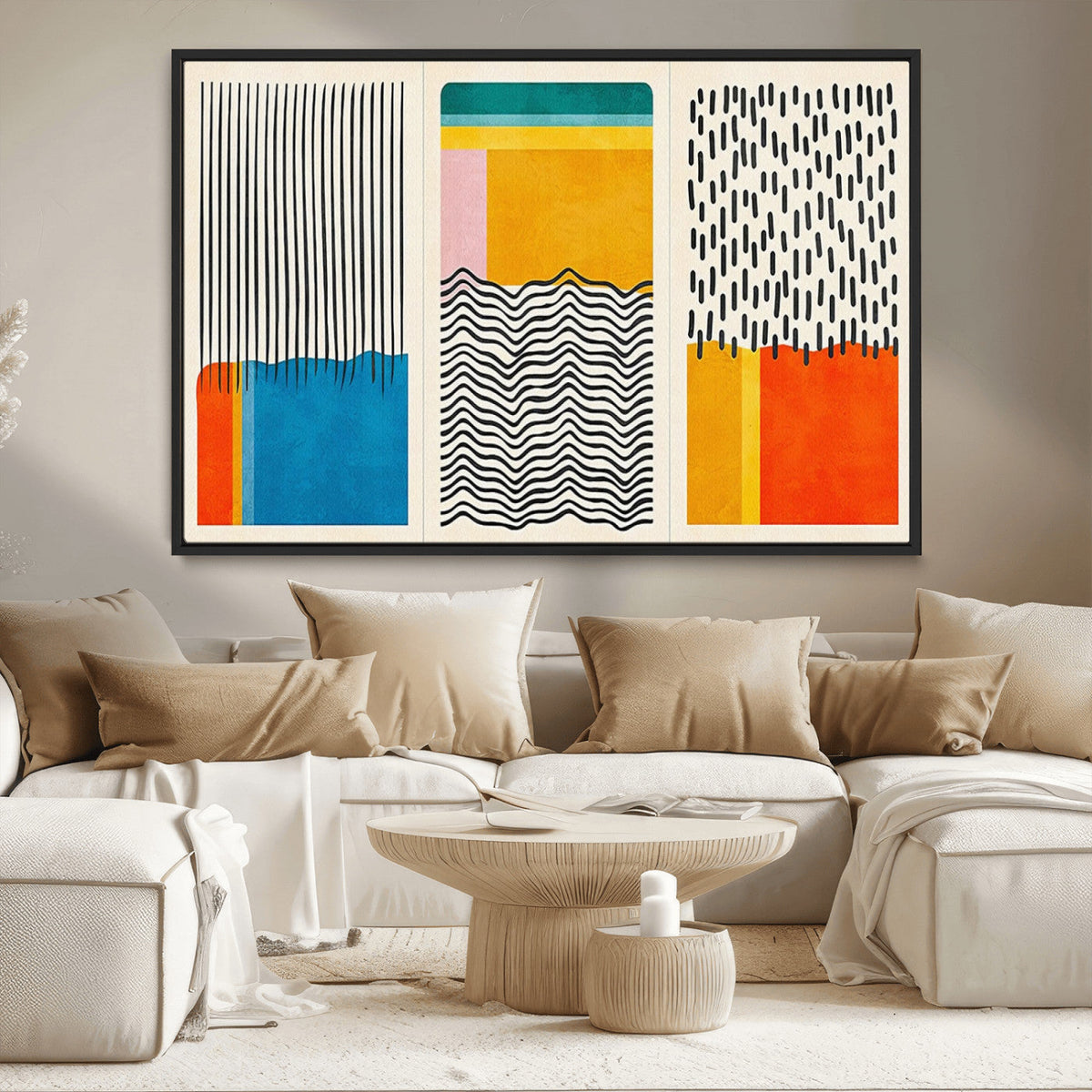 Canvas Print Wall Art Abstract Illustration Art Boho, Framed Abstract Boho Art