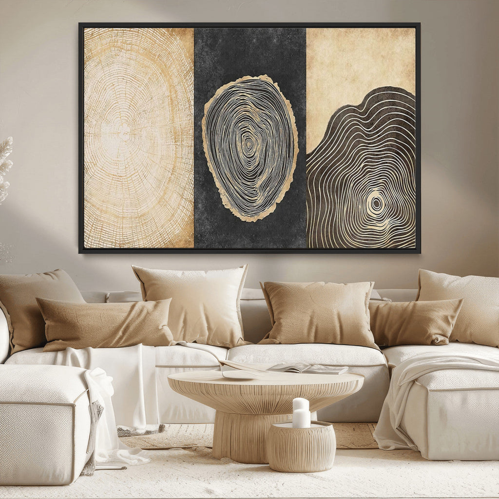 Tree Rings Canvas Wall Art Print, Minimalist Natural History in Modern Decor