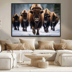 Buffalo Wall Art Canvas Print, American Bison Herd Wall Art