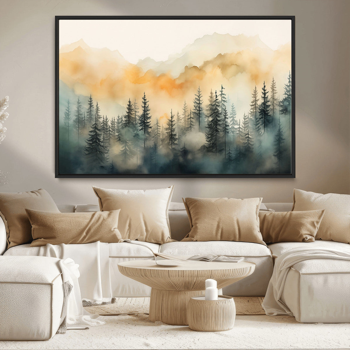 Abstract Forest Print | Mountain Wall Art | Autumn Landscape Canvas Print