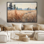 Golden Fields Canvas Wall Art Print | Serene Minimalist Landscape for Modern Decor