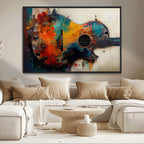 Abstract Guitar Wall Art Canvas | Vibrant Music-Inspired Art for Living Room or Studio