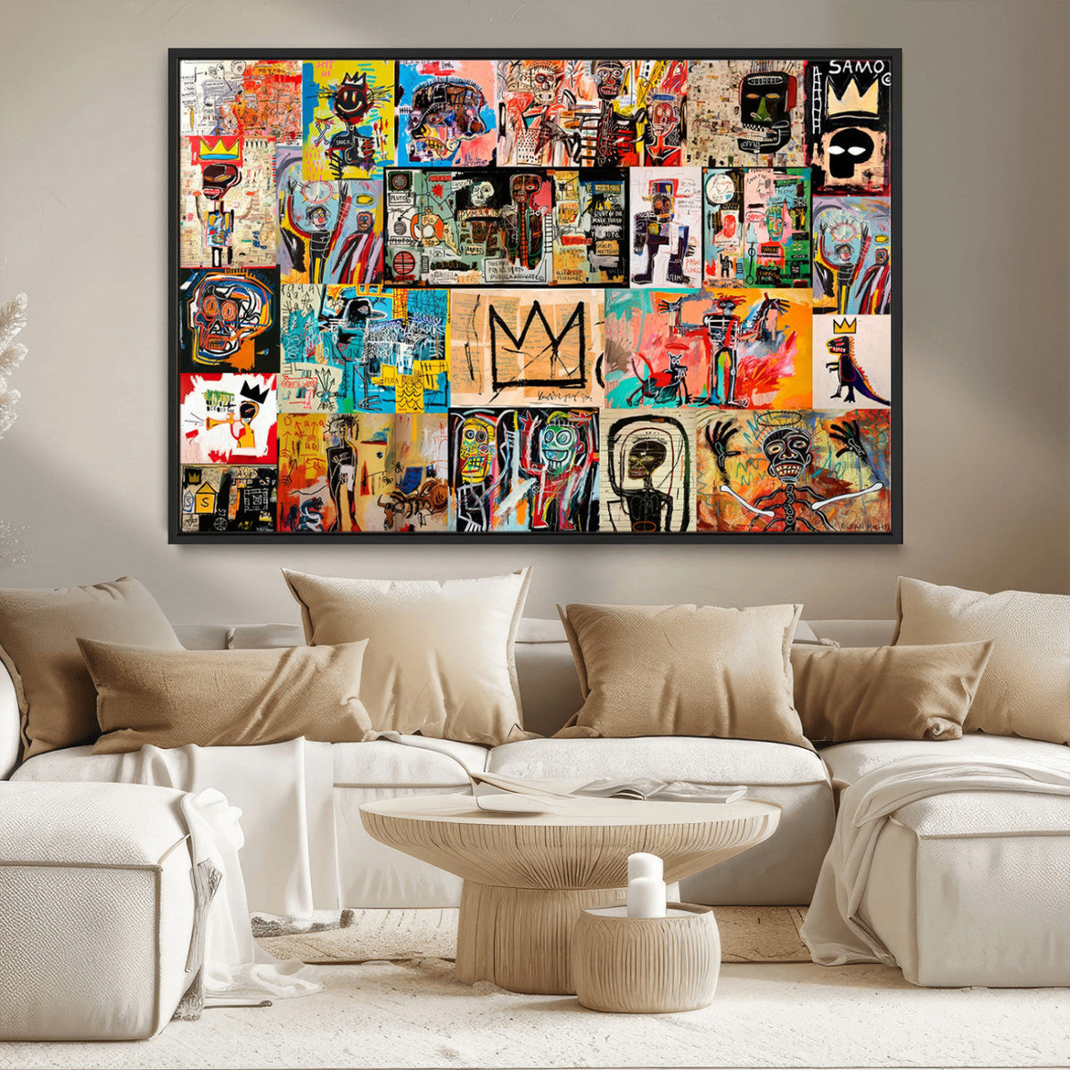 Abstract Art Collage Wall Art Canvas Print, Urban Graffiti Style