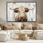 Rustic Longhorn Bull Wall Art Canvas Set