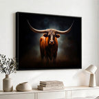Abstract Texas Longhorn Wall Art Print | 3-Panel Large Texas Longhorn Canvas