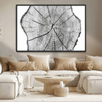 Rustic Tree Ring Wall Art Canvas Print, Framed and Ready to Hang