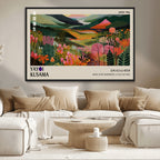 Yayoi Kusama Abstract Print, Vibrant Floral Mountain Art