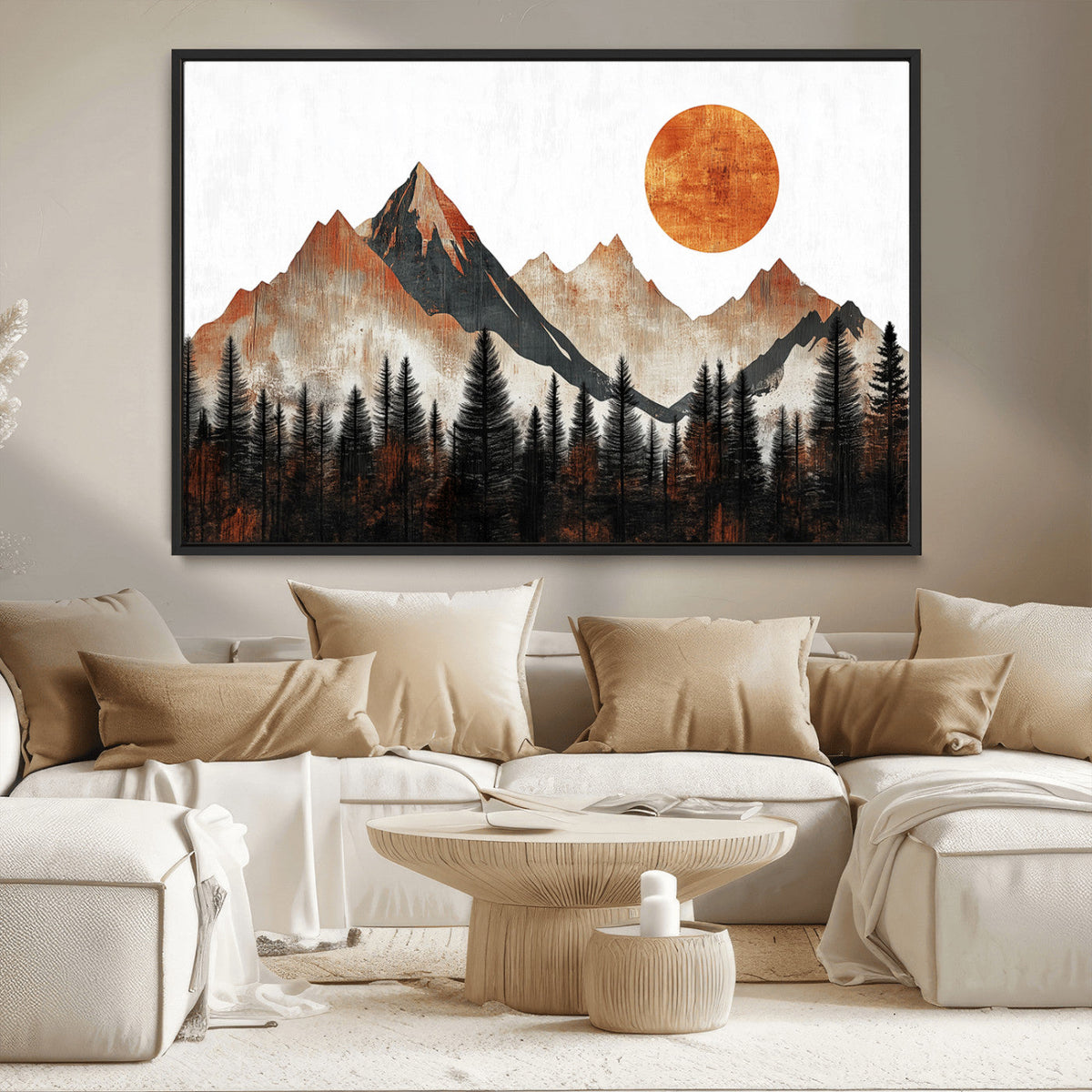 Modern Abstract Mountain Canvas Wall Art Print