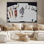 Poker Wall Art - Playing Cards Canvas Wall Art Print - Ace of Spades and Royal Flush Design