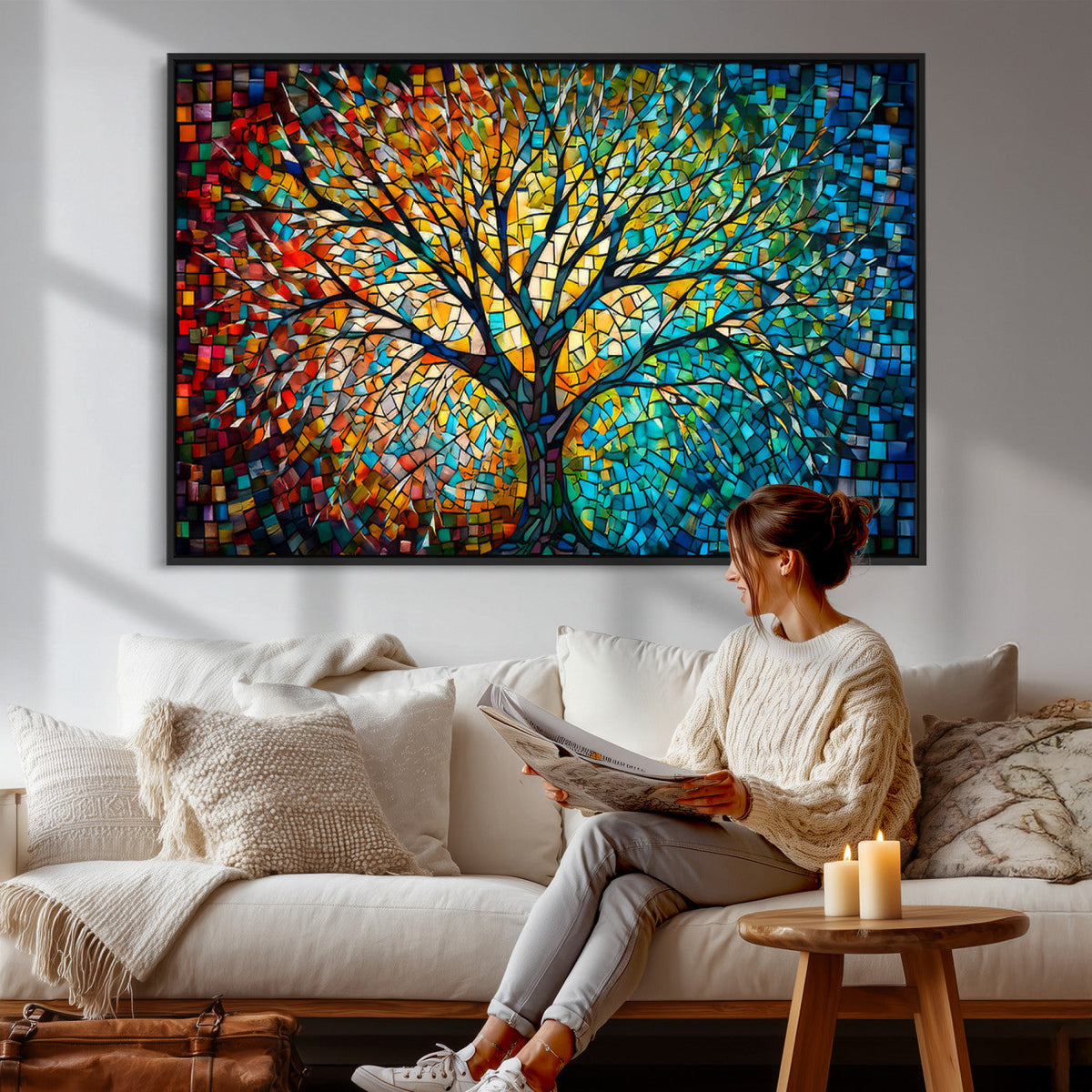 Yggdrasil Tree of Life Wall Art Print | Mosaic Style Canvas Wall Art