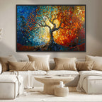 Yggdrasil Tree of Life Mosaic Stained Glass Wall Art Canvas Print