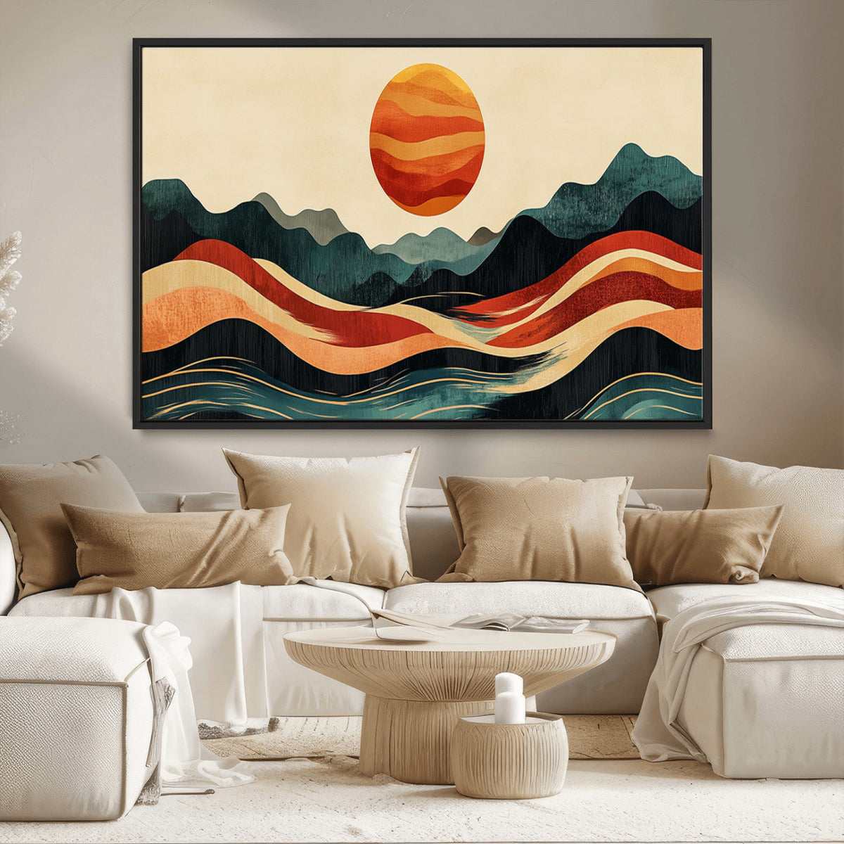 Mountain Triptych Wall Art Canvas Print | Western Boho Pine Tree Nature Print